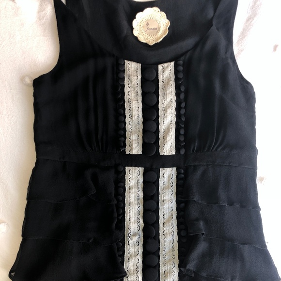 Vintage By Francine Black Silk Tank with Lace - Picture 1 of 7